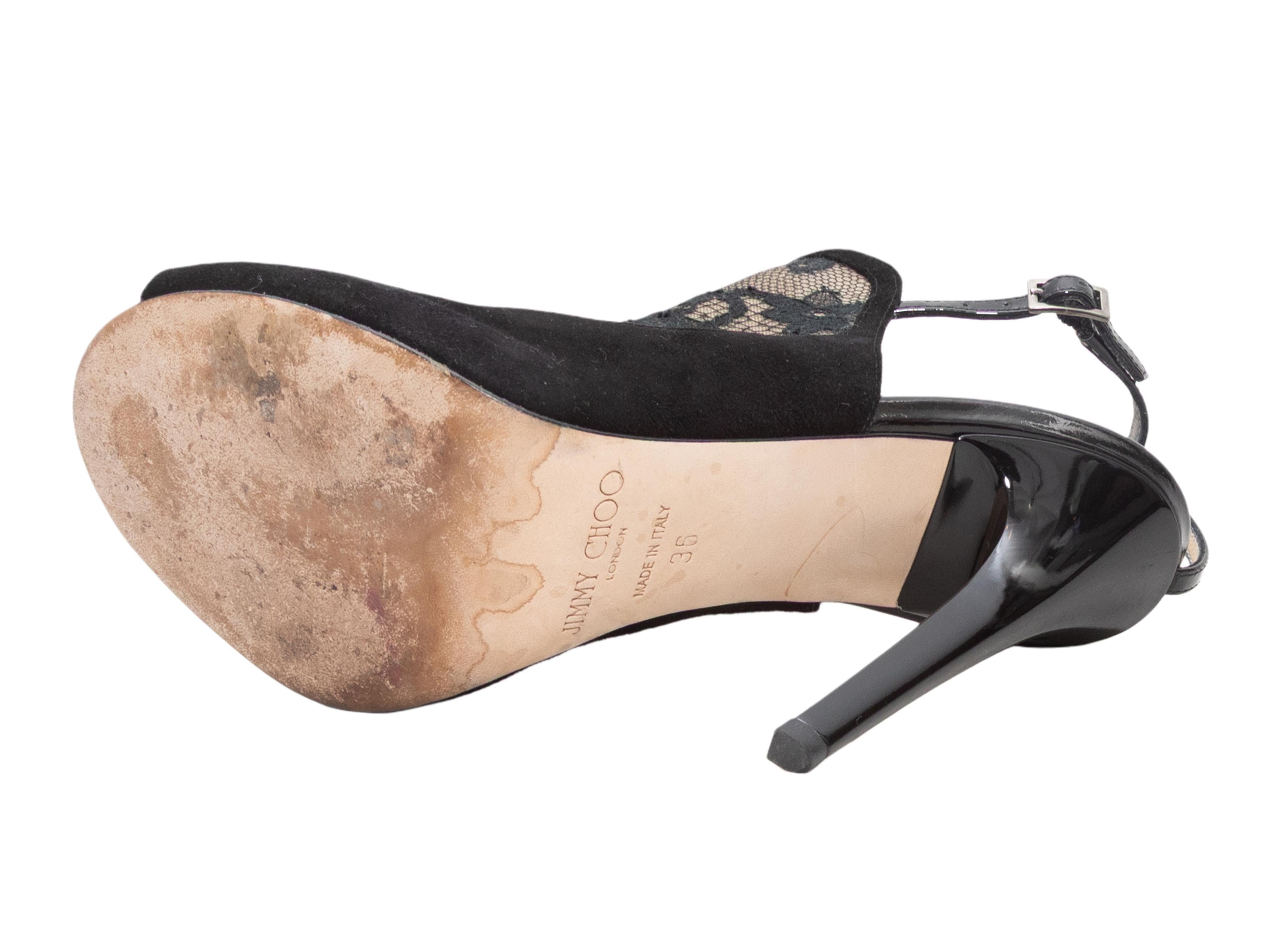 De las mujeres Tacones negros Jimmy Choo de charol, ante y encaje talla 36 en venta