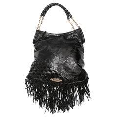 Black Jimmy Choo Python & Leather Fringe Handbag