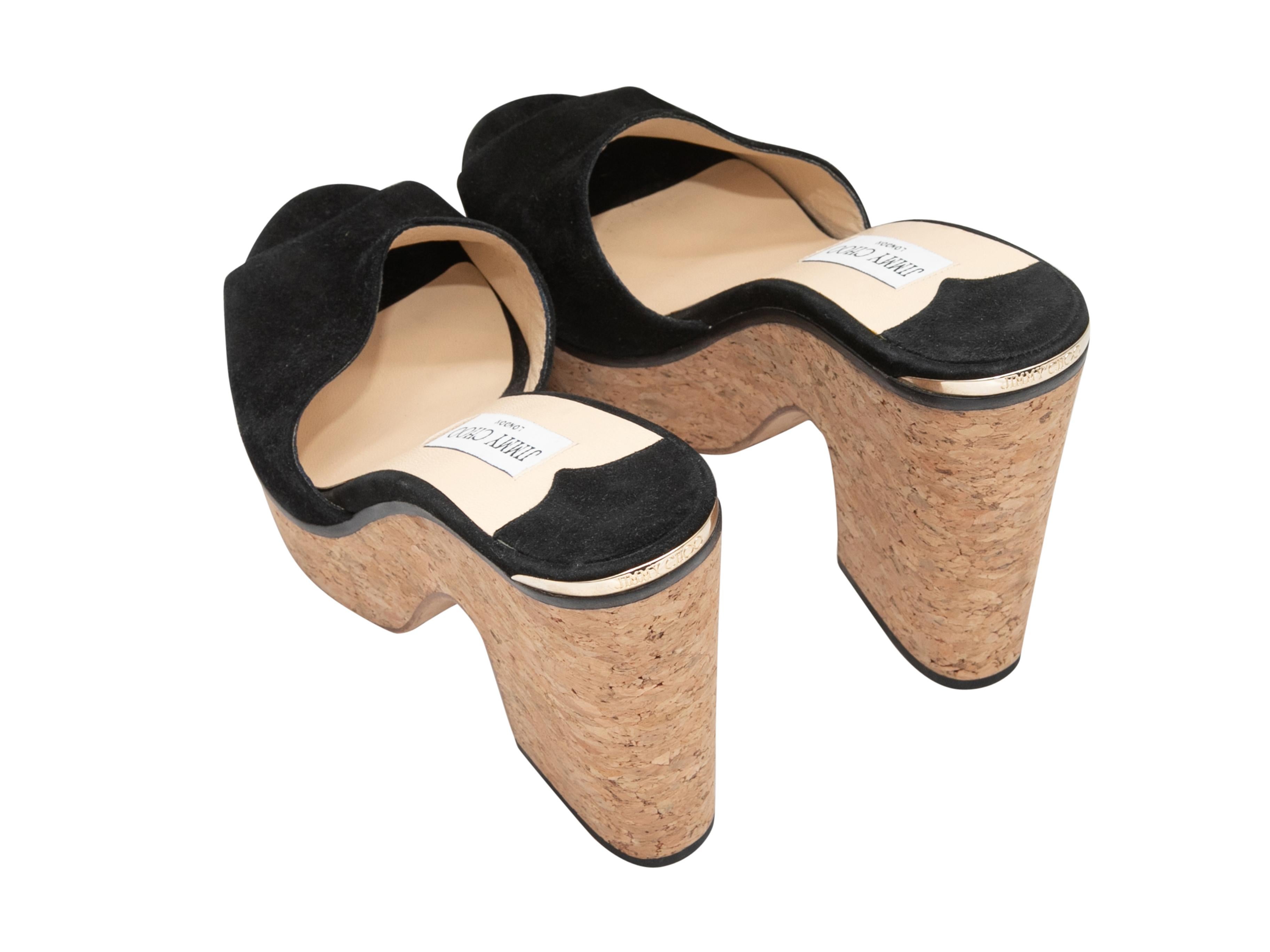 Women's Black Jimmy Choo Suede & Cork Platform Sandals Size 40