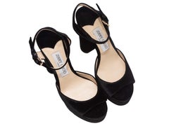 Black Jimmy Choo Velvet Platform Sandals Size 37.5