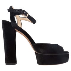 Black Jimmy Choo Velvet Platform Sandals Size 37.5