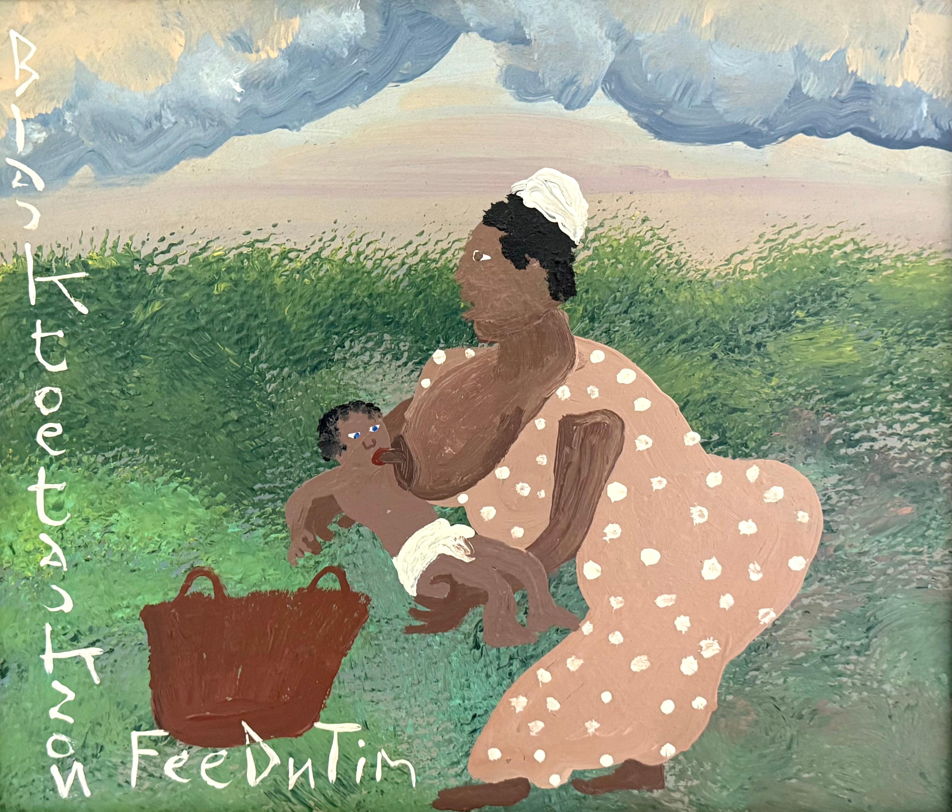 Black Joe Jackson Figurative Painting - “Feed n Tim(e)”