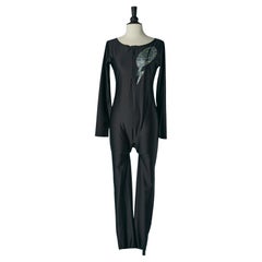 Black jumpsuit with print on the top left side KRIZIA POI