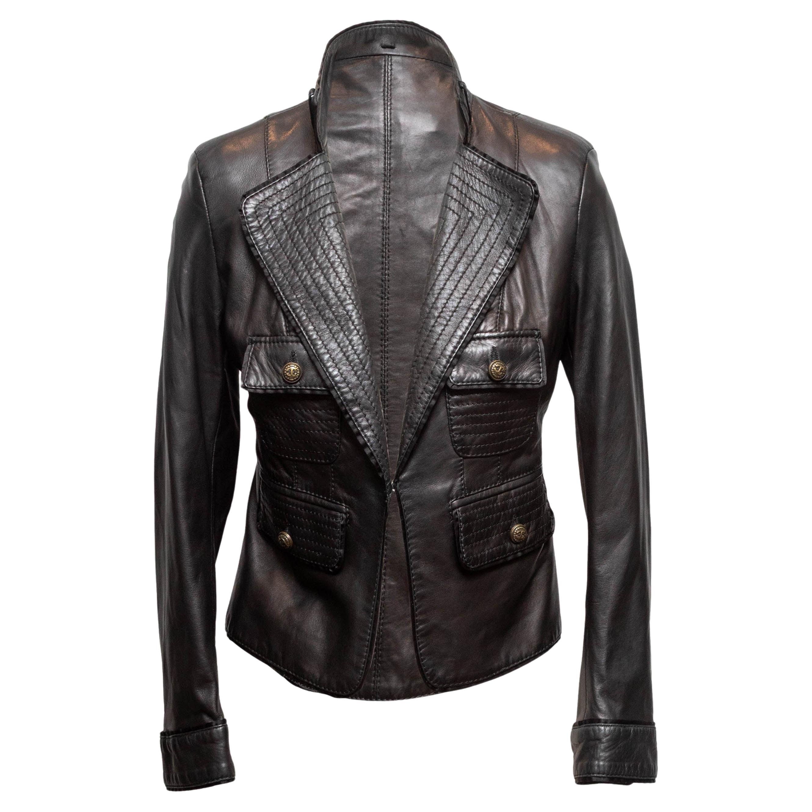 Black Just Cavalli Leather Blazer