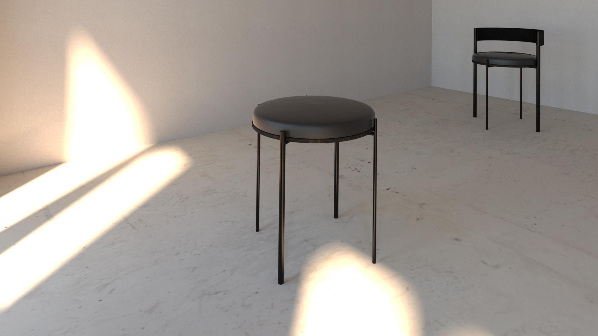 Modern Black Kaleidoscope Dining Stool by Jialun Xiong For Sale