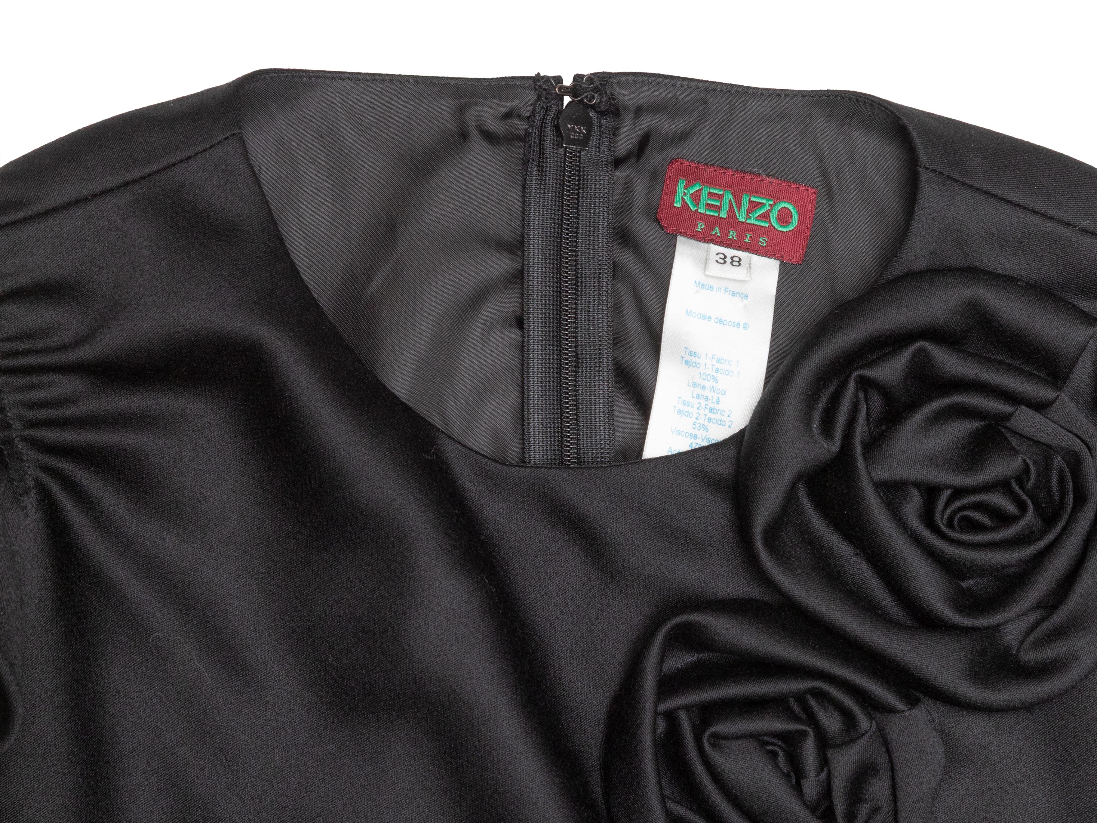 De las mujeres Vestido negro Kenzo con rosetón y mezcla de lana Talla IT 38 en venta