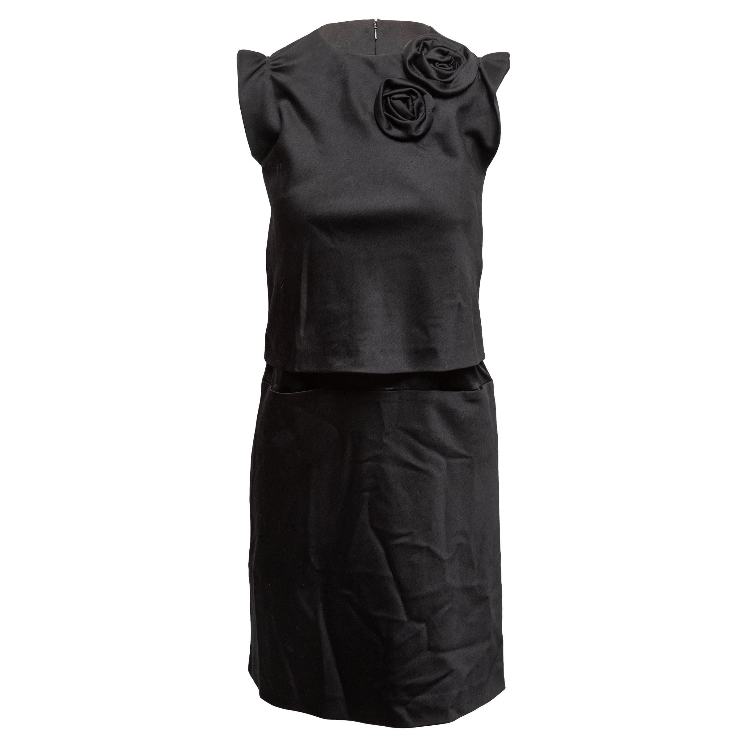 Vestido negro Kenzo con rosetón y mezcla de lana Talla IT 38 en venta