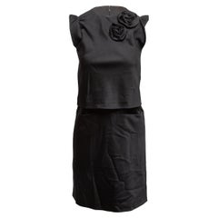 Black Kenzo Wool-Blend Rosette-Accented Dress Size IT 38