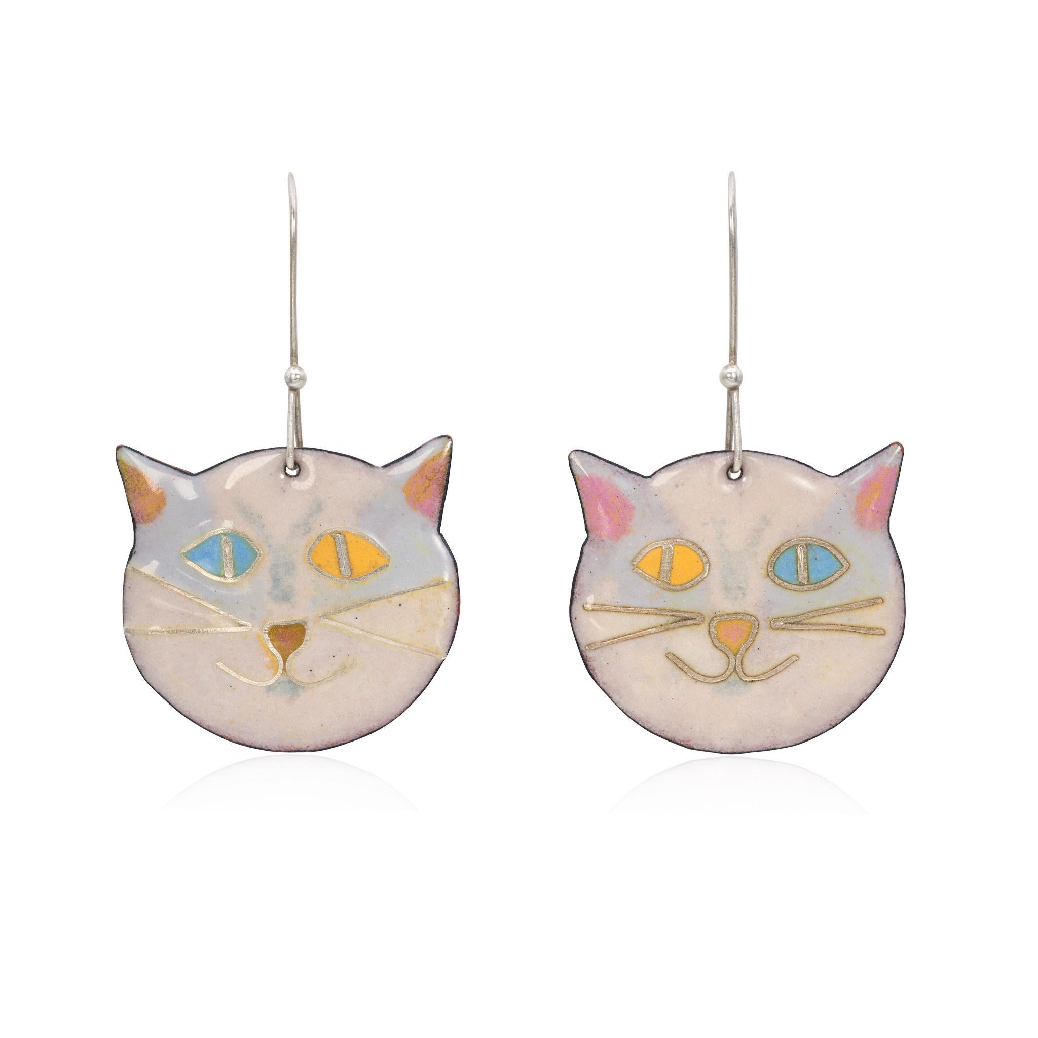 You'll be the cat's meow with these adorable Black Kitty Kat Earrings designed by Merideth McGregor. For all cat lovers out there these April in Paris Designs earrings are just for you! These unique hand painted enamel earrings are sure to put a