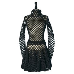 Black knit and lurex resile top and skirt ALAIA
