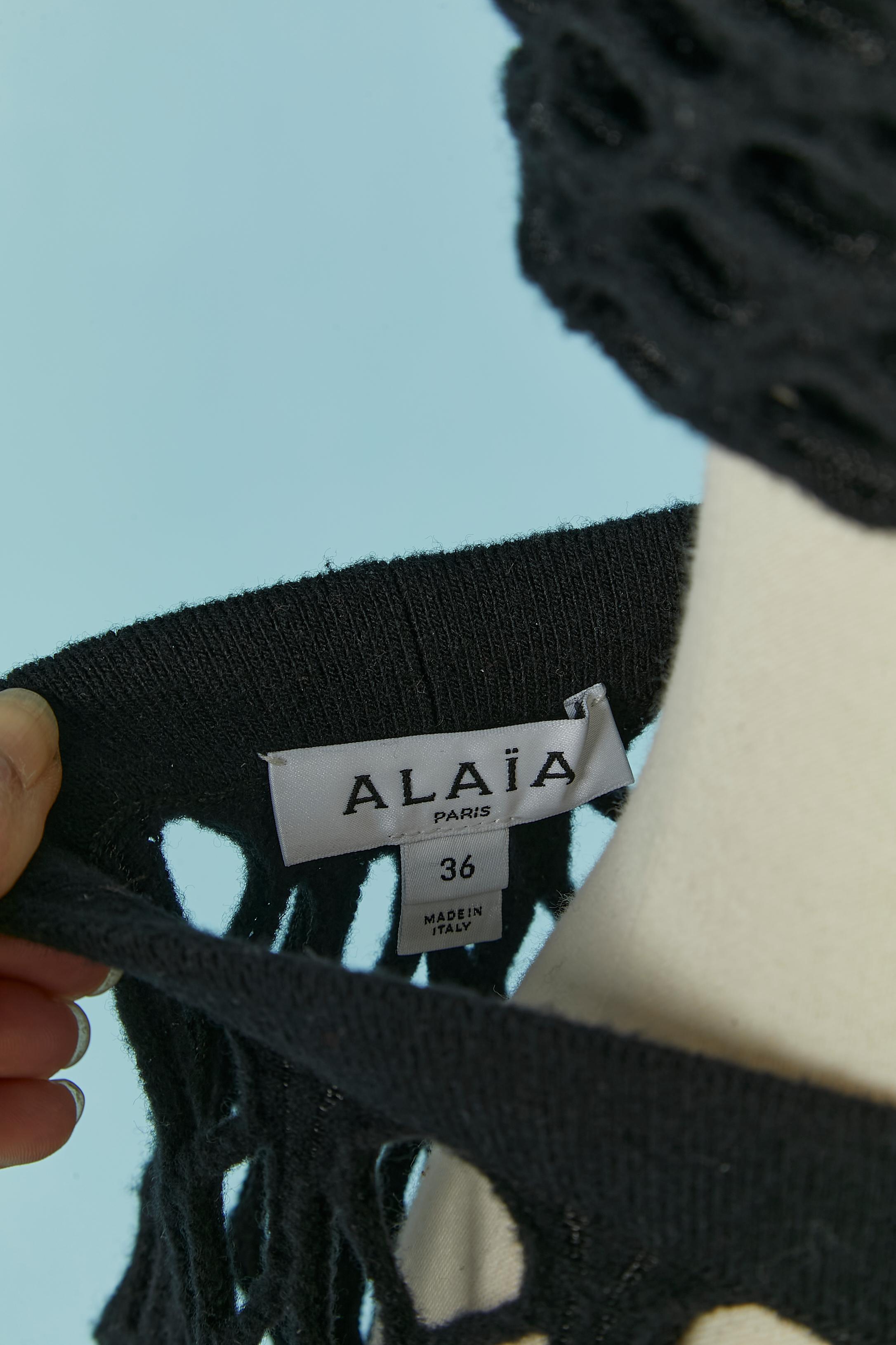 Black knit and lurex top and skirt ensemble ALAIA For Sale 6