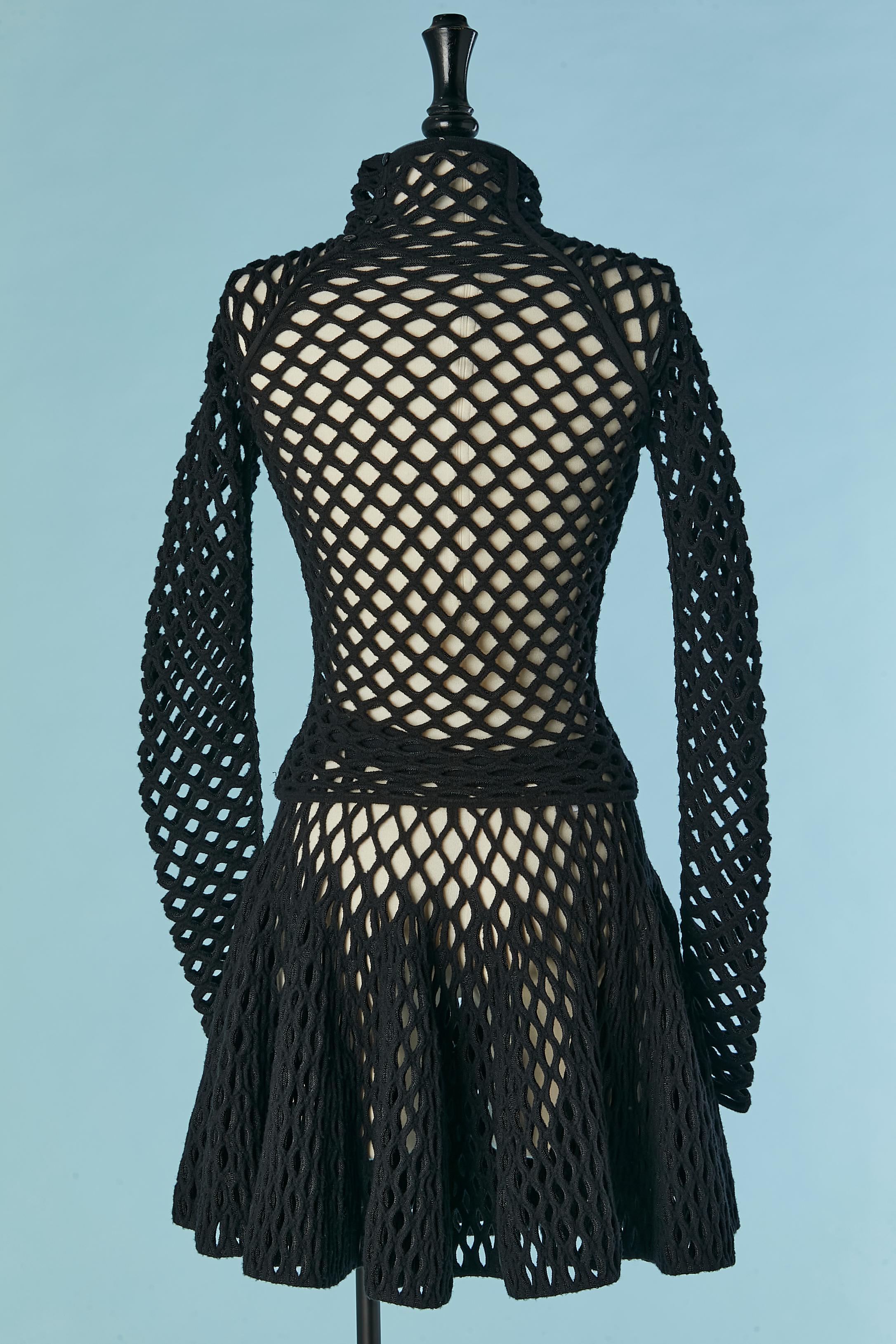 Black knit and lurex top and skirt ensemble ALAIA For Sale 3
