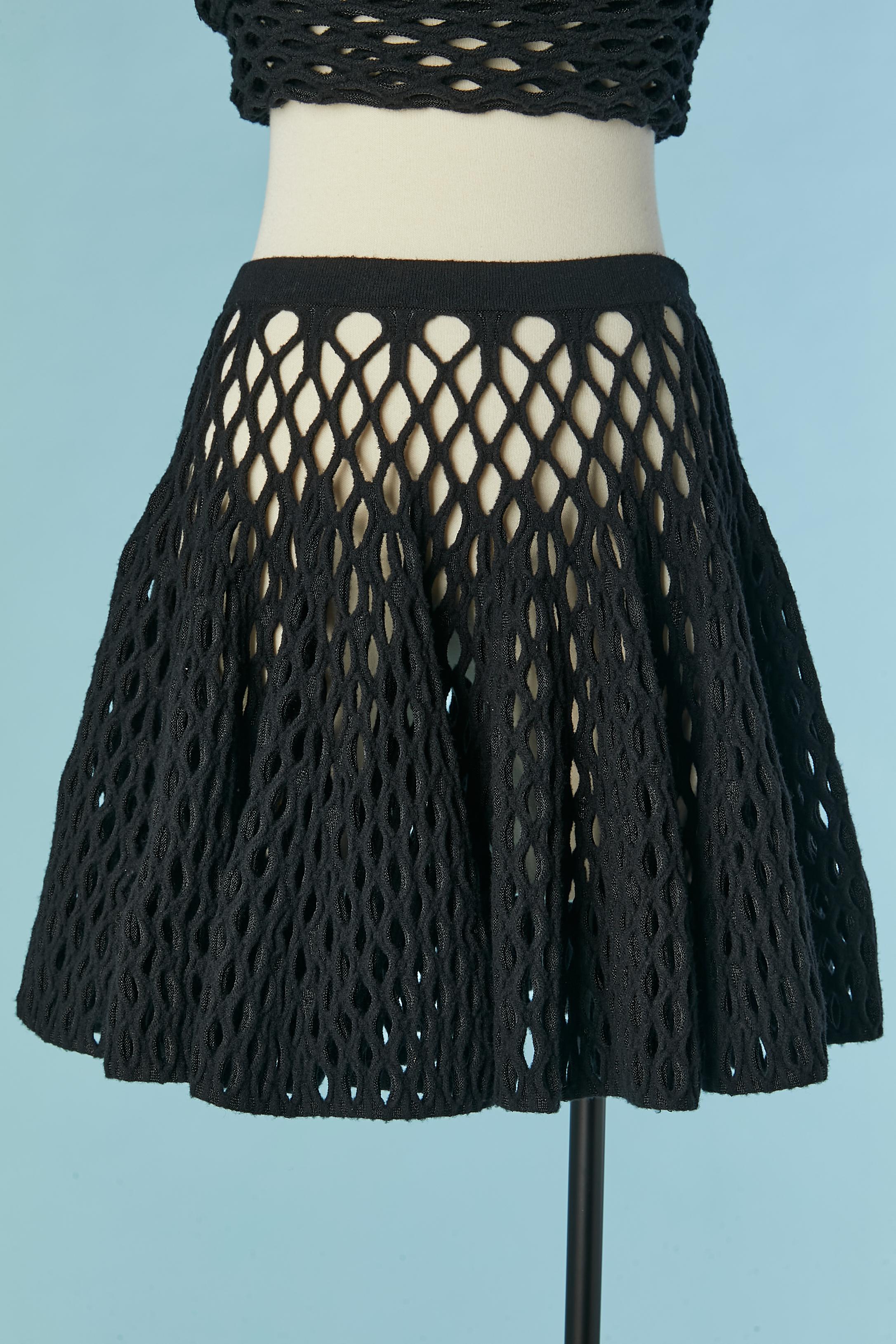 Black knit and lurex top and skirt ensemble ALAIA For Sale 5