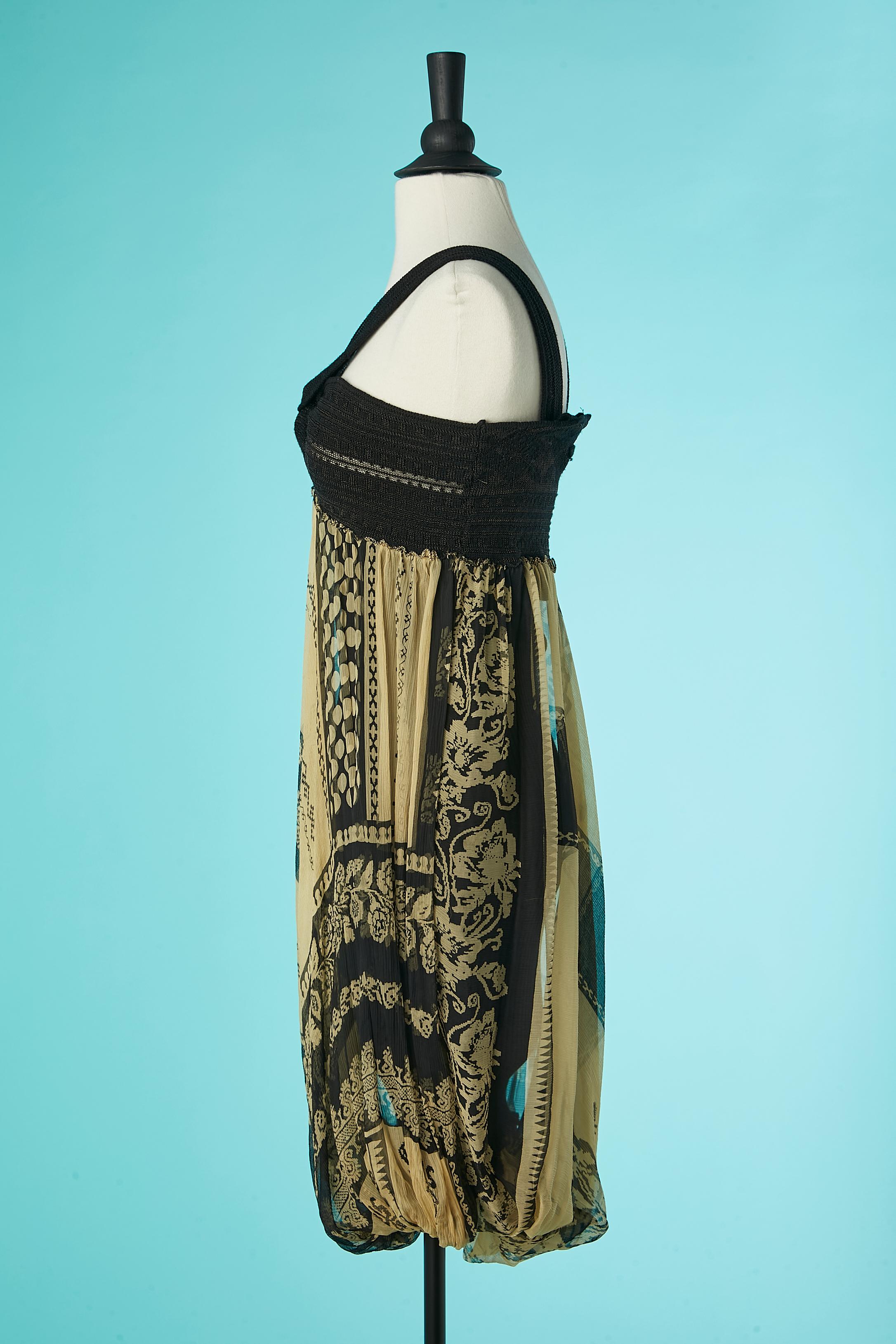 Robe ballon en maille de soie noire et imprimée Jean-Paul Gaultier Maille Pour femmes en vente