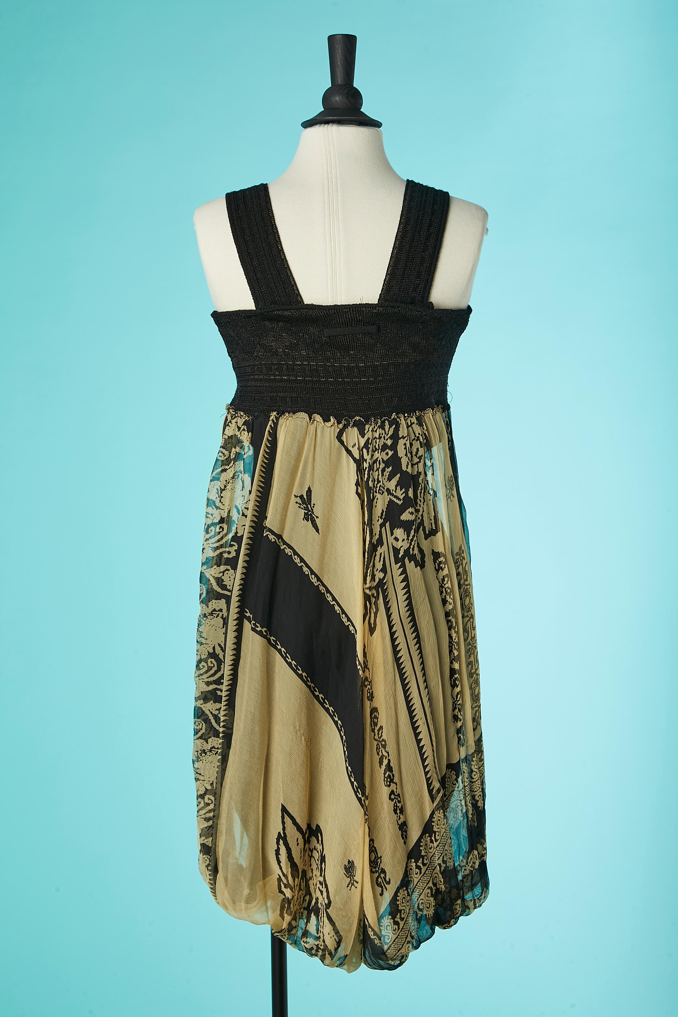 Robe ballon en maille de soie noire et imprimée Jean-Paul Gaultier Maille en vente 1