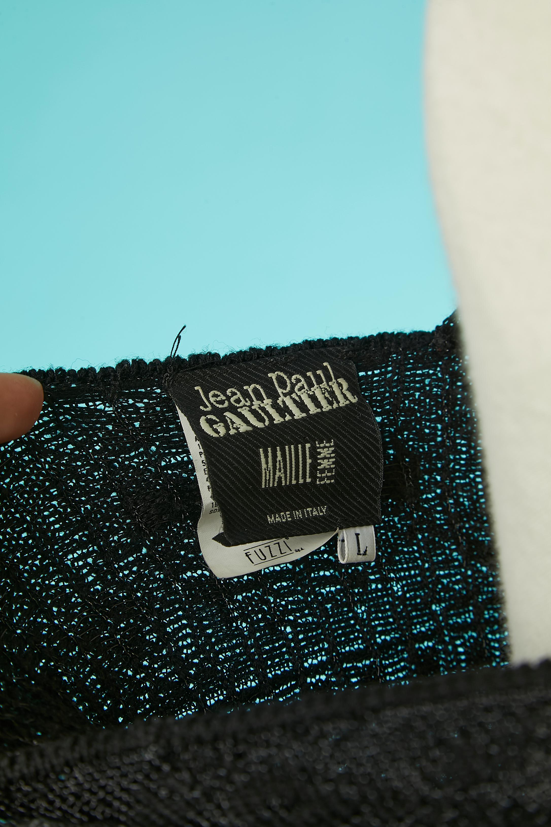 Robe ballon en maille de soie noire et imprimée Jean-Paul Gaultier Maille en vente 2