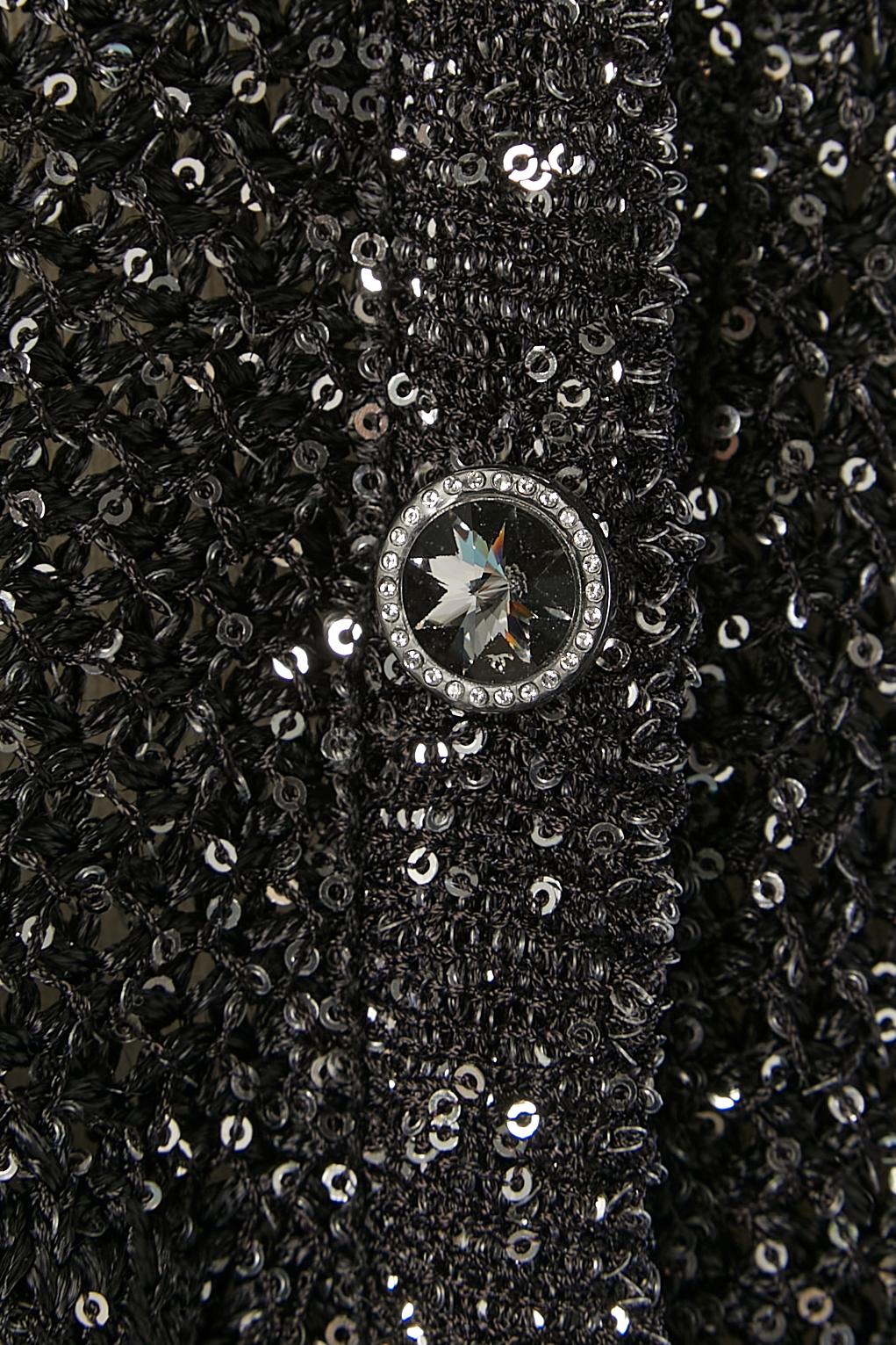 Abito con gonna in maglia nera e paillettes argento con motivo jacquard a stelle Chanel in vendita 1