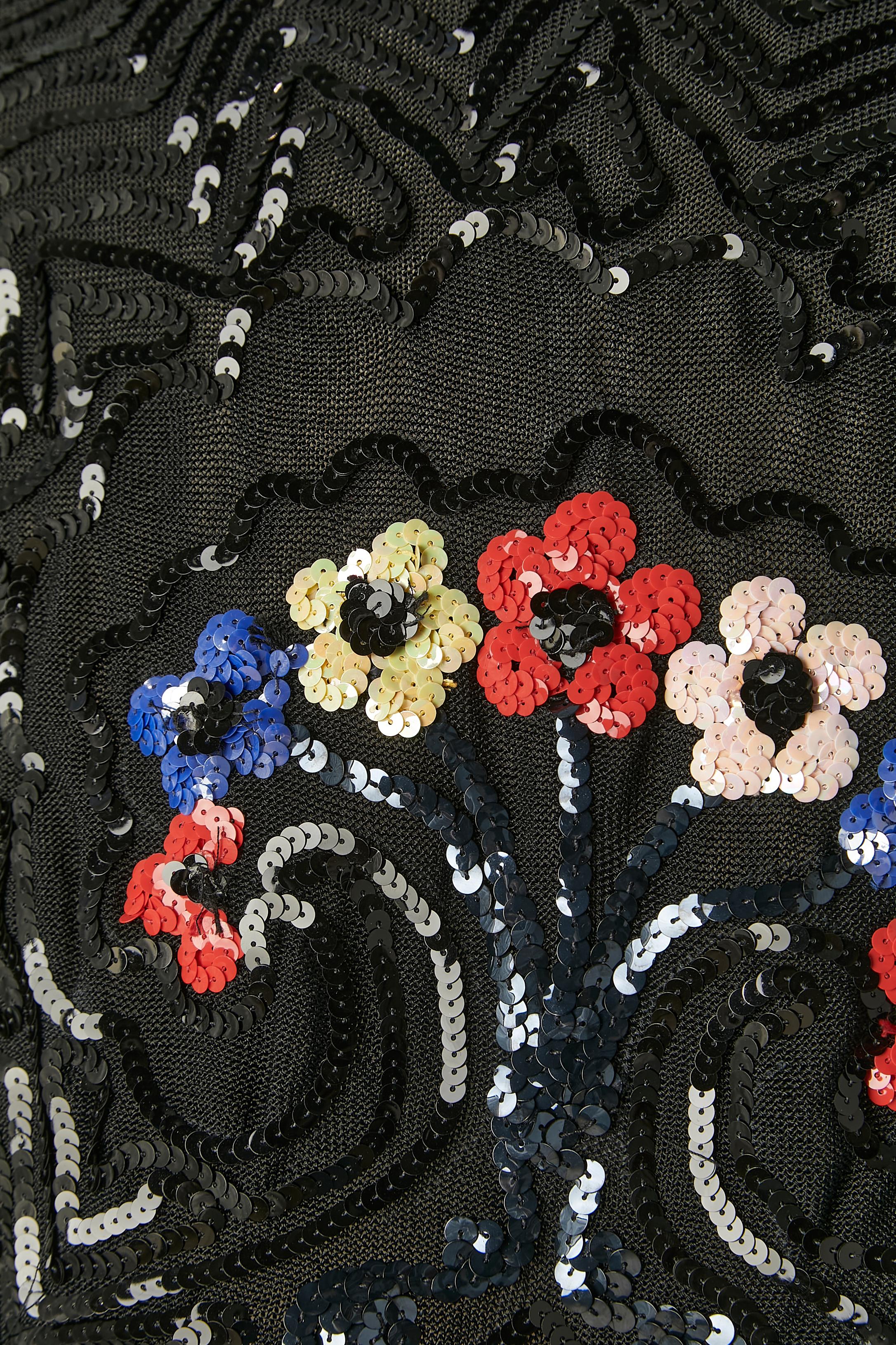 Black knit boléro with black sequin et flower sequins embroideries Sonia Rykiel For Sale 1