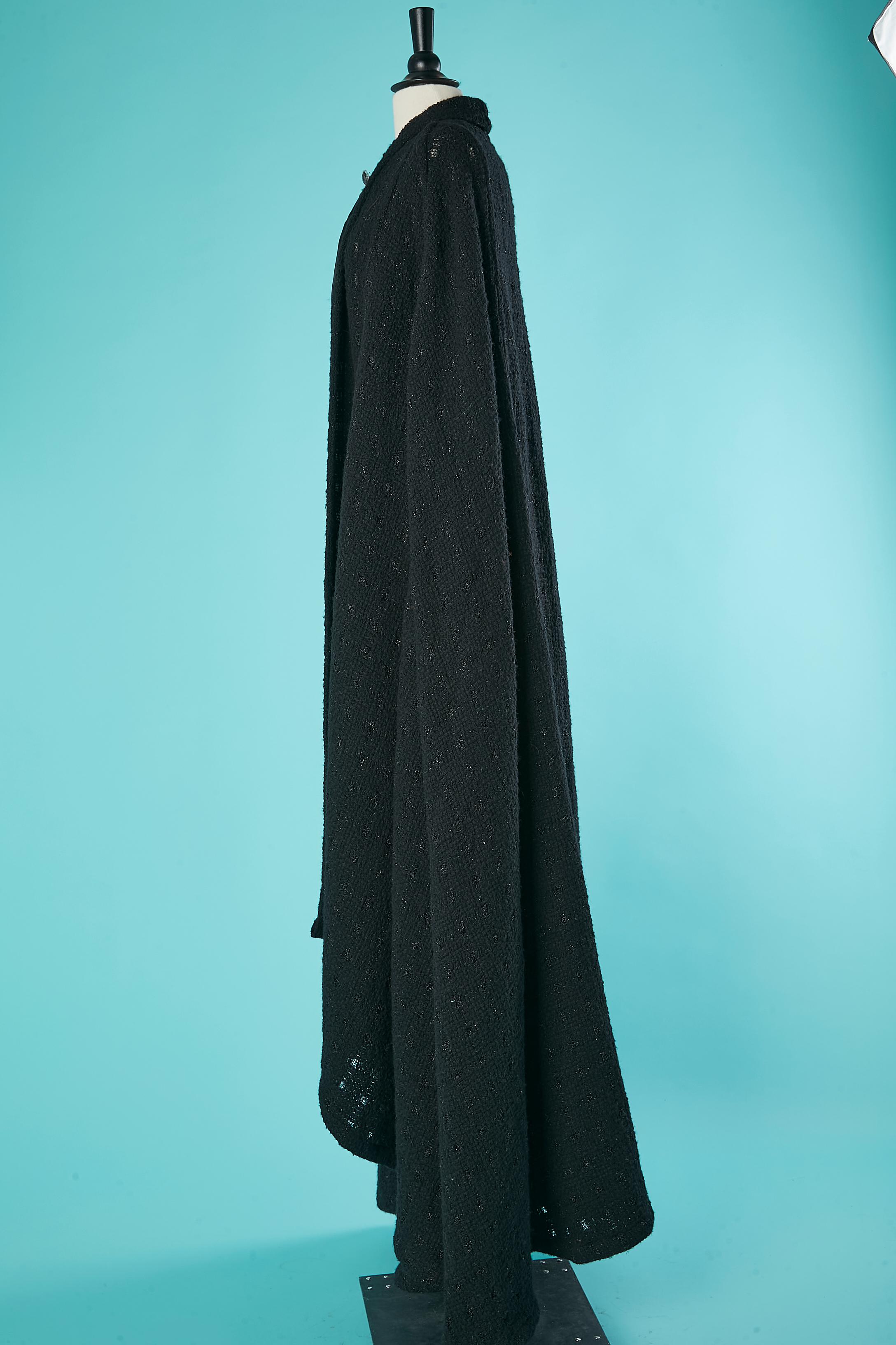 Black knit cape with black ribbon satin bow on the top front Chanel  For Sale 2