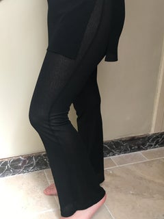 Chanel Black Knit Pants With Skirt Overlay