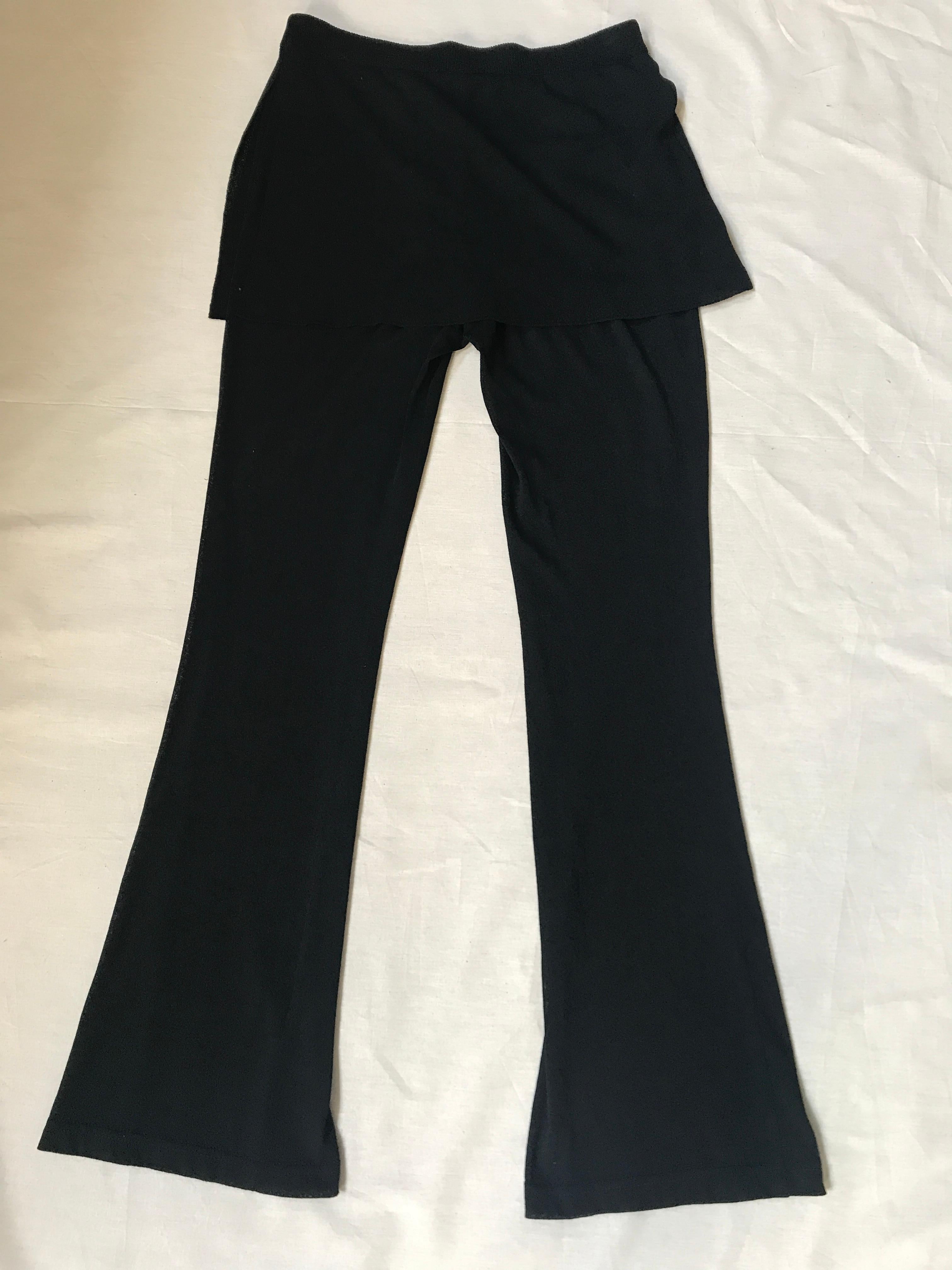 Women's Chanel Black Knit Pants With Skirt Overlay For Sale