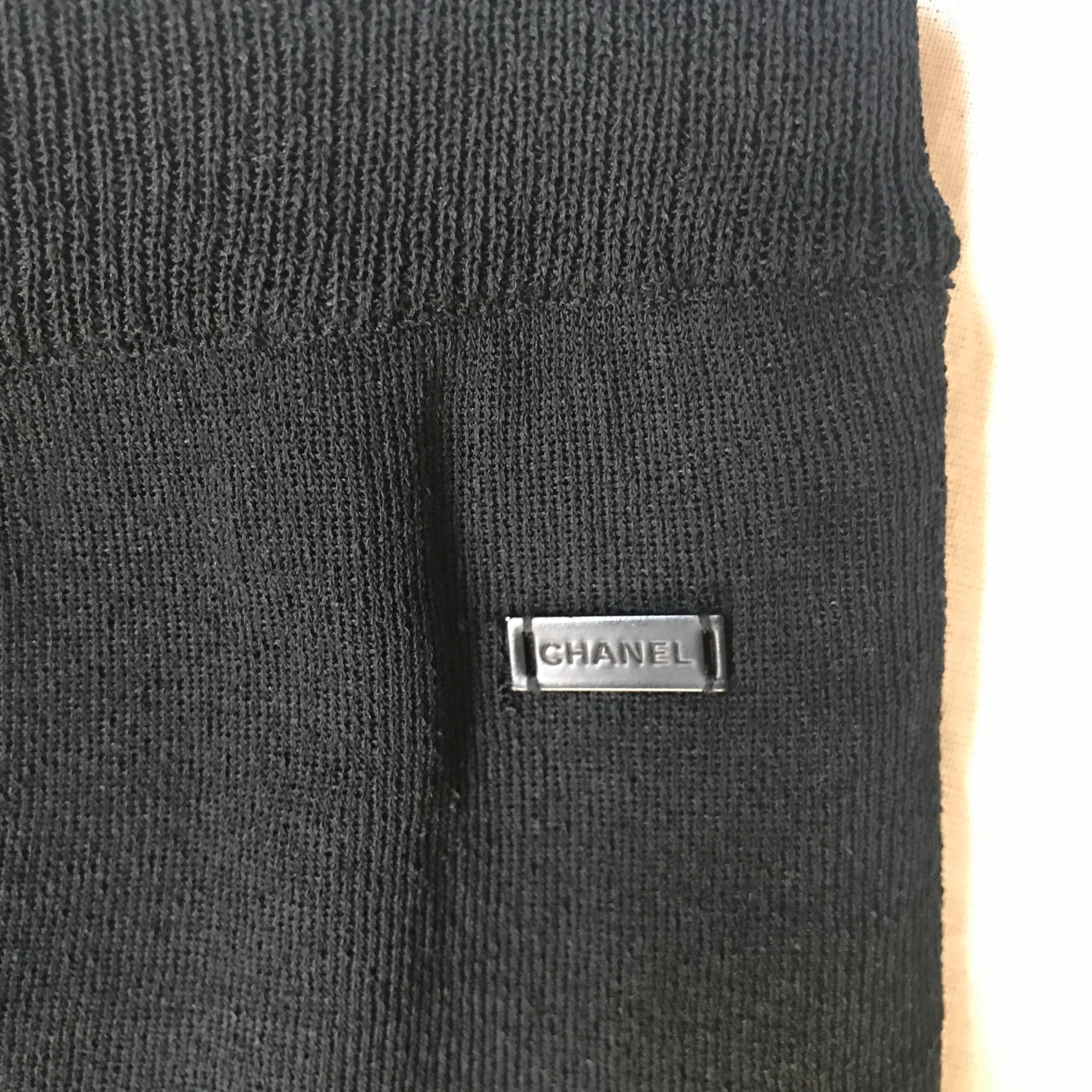 Chanel Black Knit Pants With Skirt Overlay For Sale 2