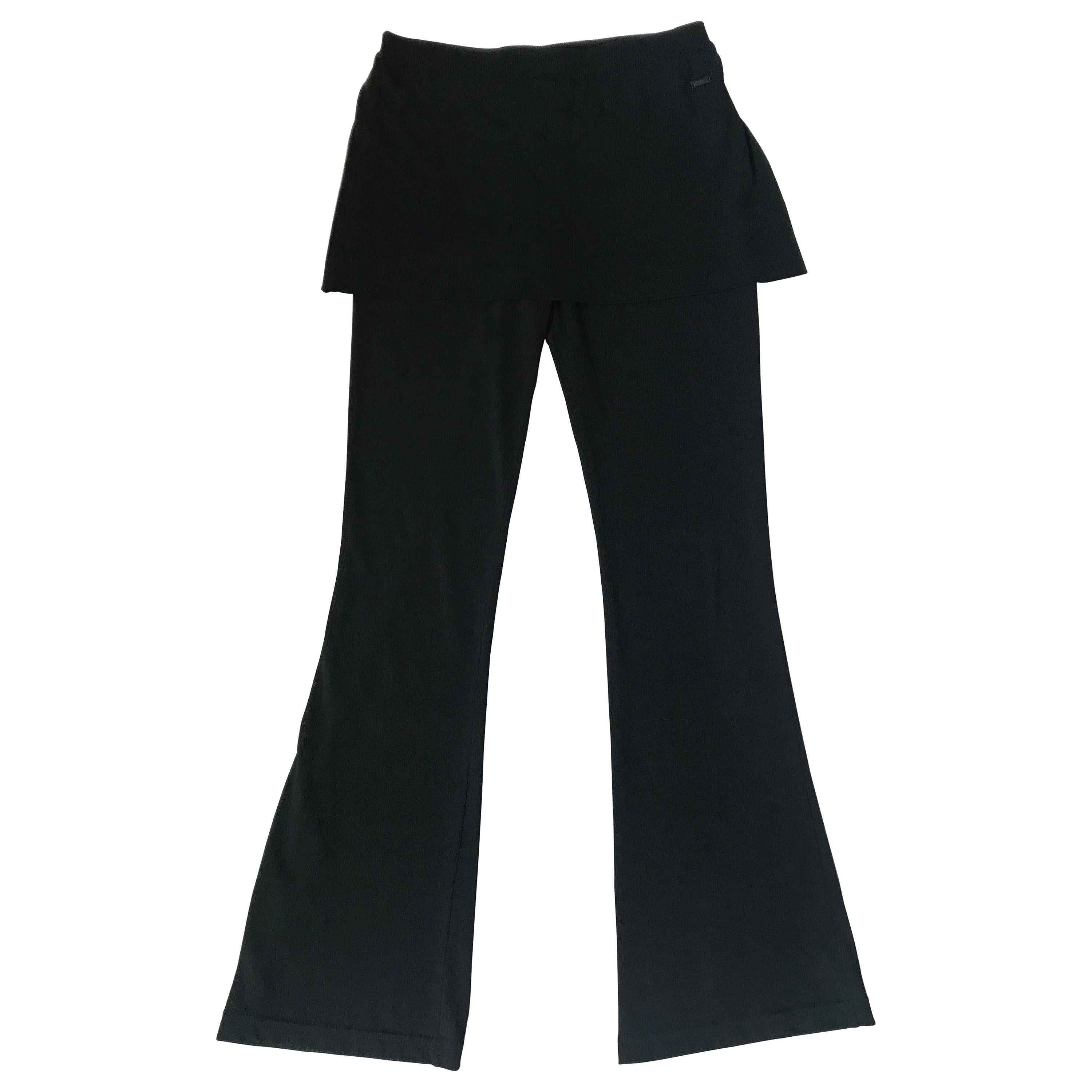 Chanel Black Knit Pants With Skirt Overlay For Sale