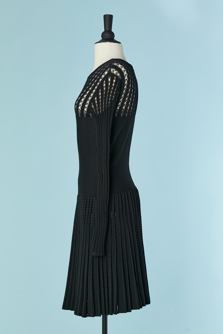 Black knit dress see-through on some part ALAIA For Sale at 1stDibs