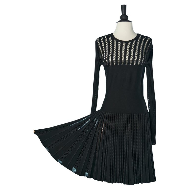 Black knit dress see-through on some part ALAIA For Sale at 1stDibs