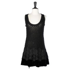 Black knit dress with black lace and velvet Manoush Paris