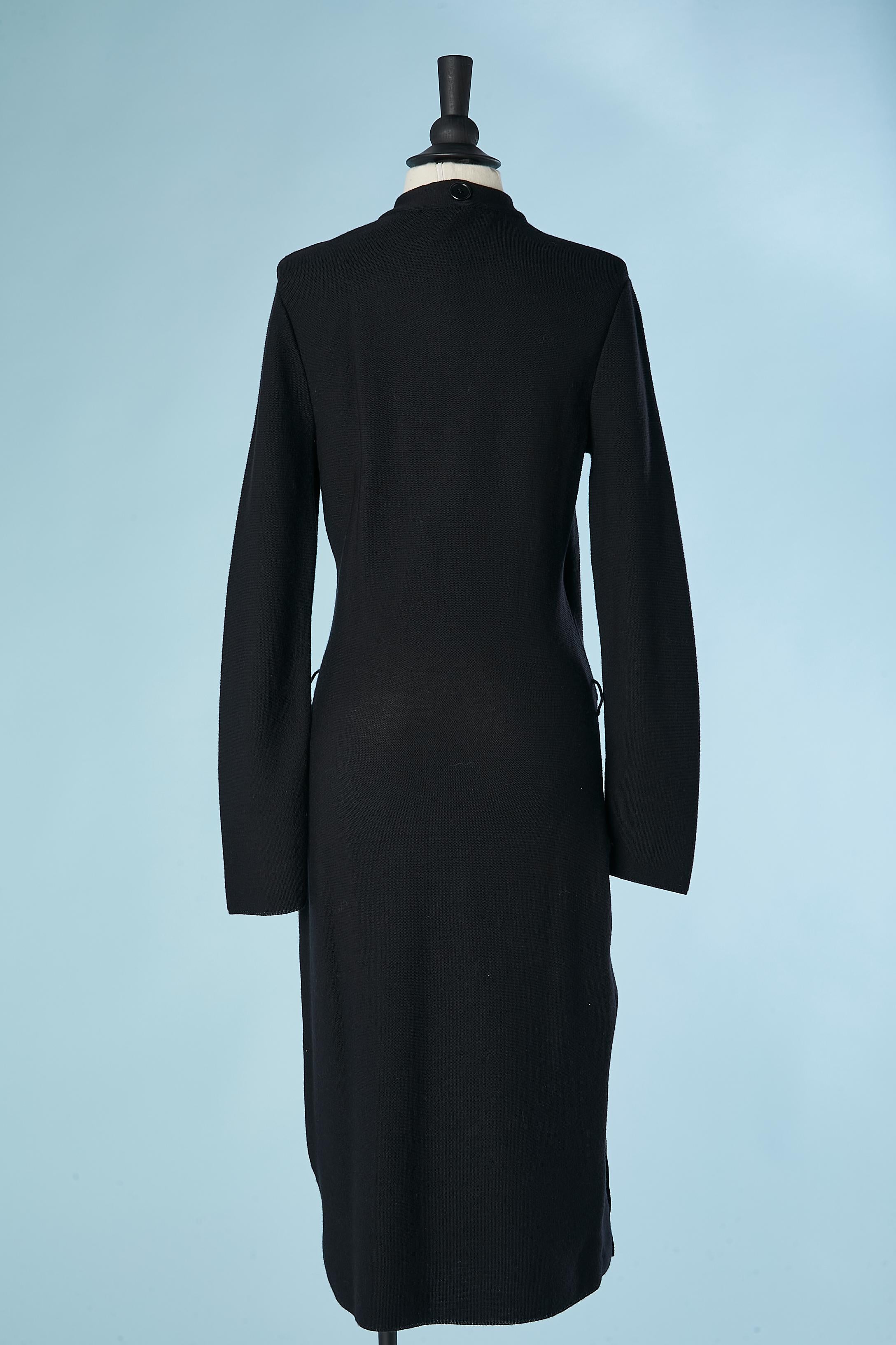 Black knit dress with decorative branded button on the edge Christian Dior Paris For Sale 1