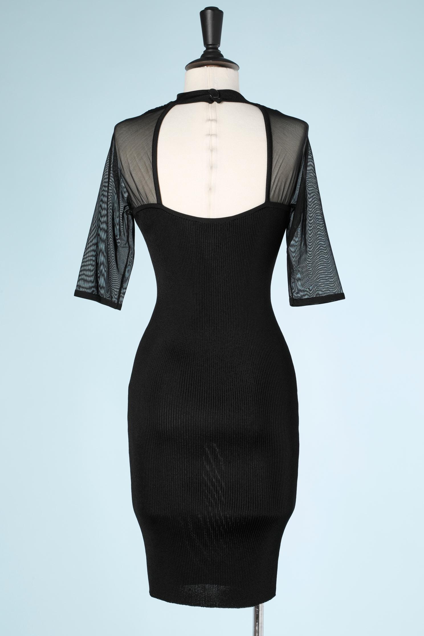 Black knit dress with passementerie lace on the cut off  Christian Lacroix  For Sale 1