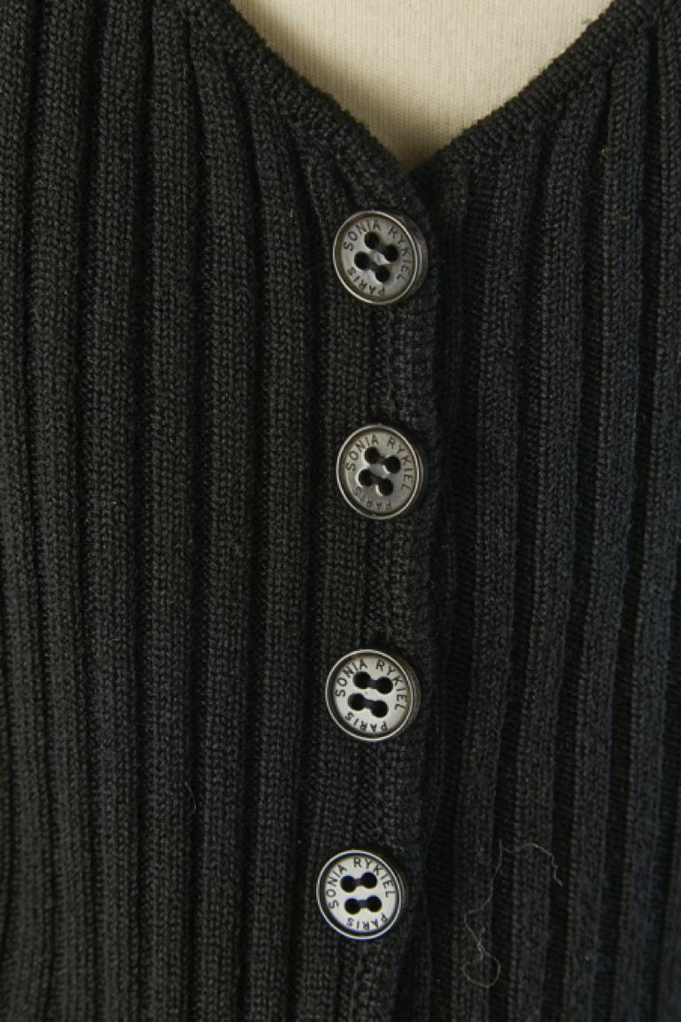 Salopette in maglia nera con tasca su entrambi i lati Sonia Rykiel In condizioni ottime in vendita a Saint-Ouen-Sur-Seine, FR