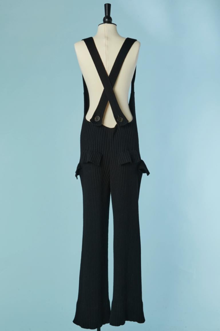 Salopette in maglia nera con tasca su entrambi i lati Sonia Rykiel in vendita 2
