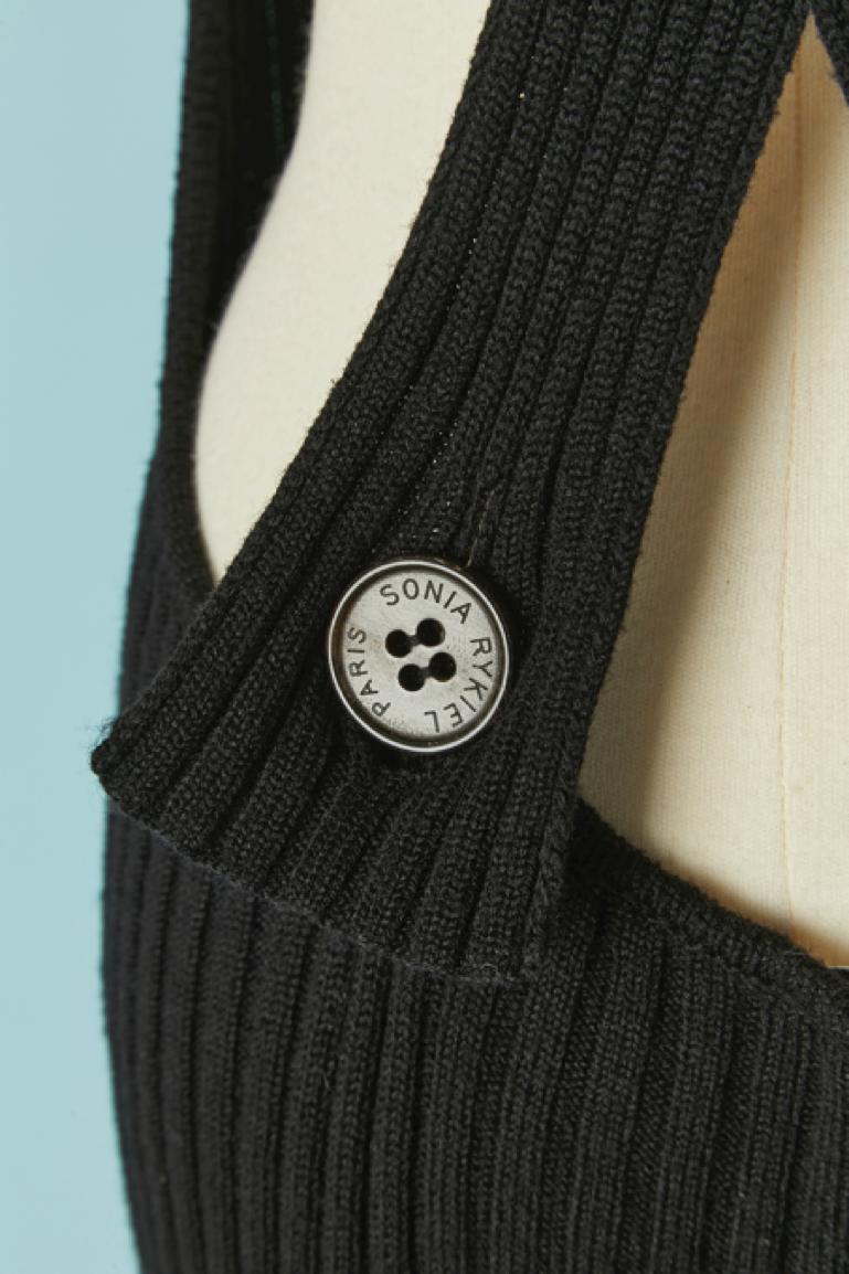Salopette in maglia nera con tasca su entrambi i lati Sonia Rykiel in vendita 3