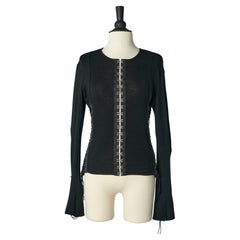 Black knit jacket with hook&eye and laces John Galliano