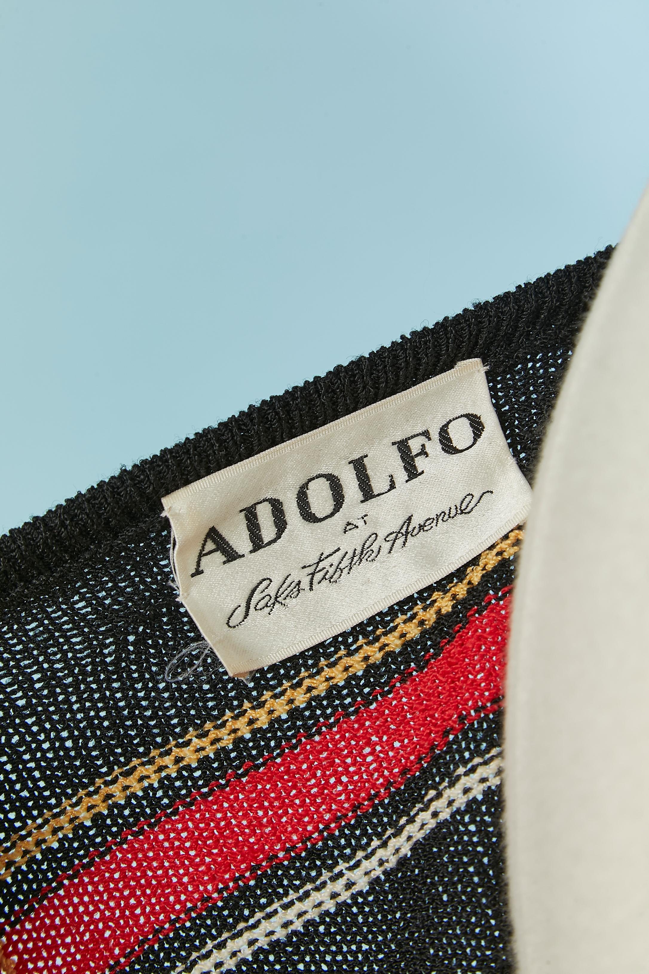 Schwarzes Jacquard-Strickkleid aus Strick mit kariertem Muster ADOLFO bei Saks Fifth Avenue im Angebot 3