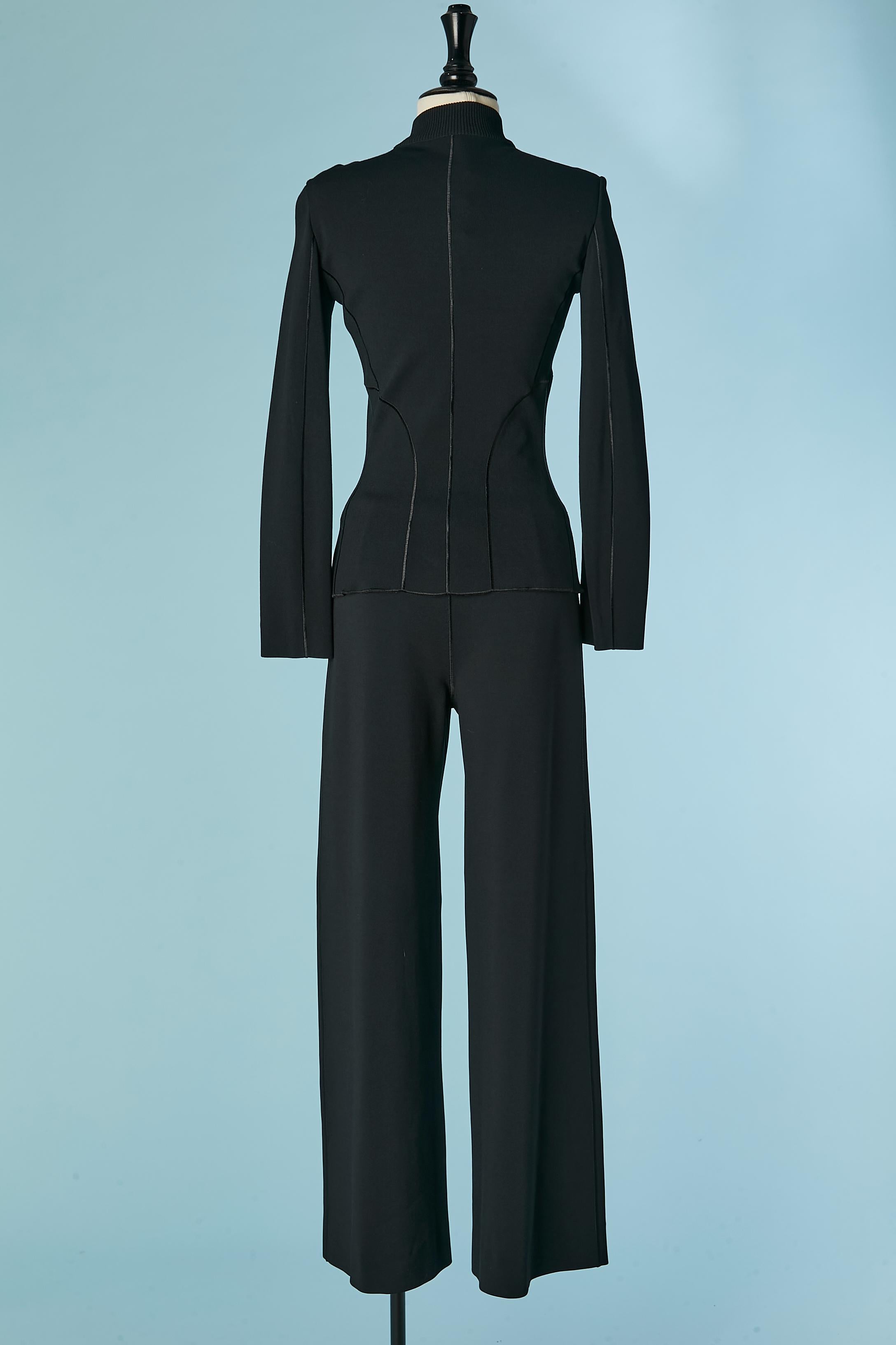 Black knit jersey jacket and trouser ensemble ALAIA New For Sale 1