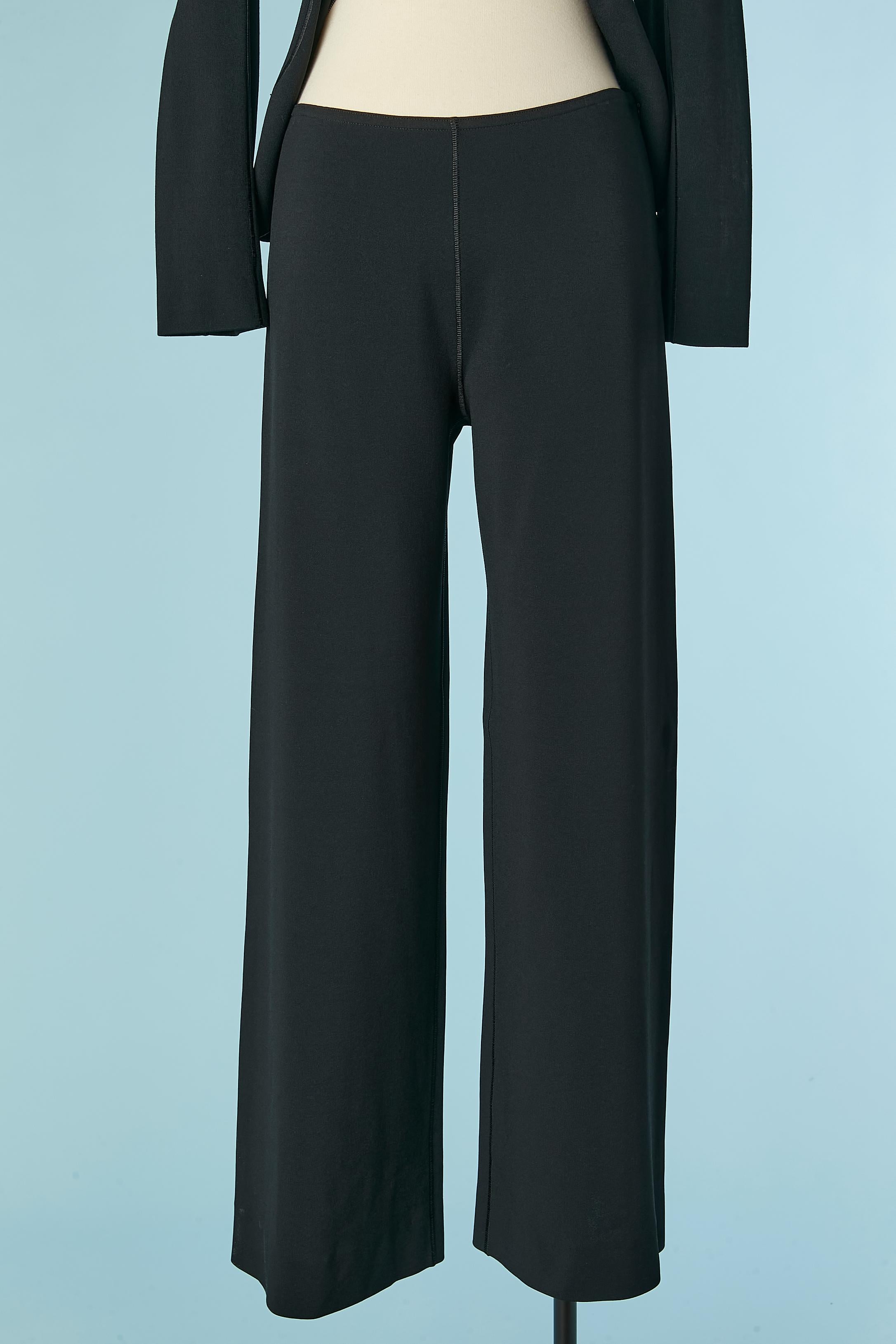 Black knit jersey jacket and trouser ensemble ALAIA New For Sale 2