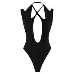 Black Knit Low Scoop Cut-Out Bodysuit