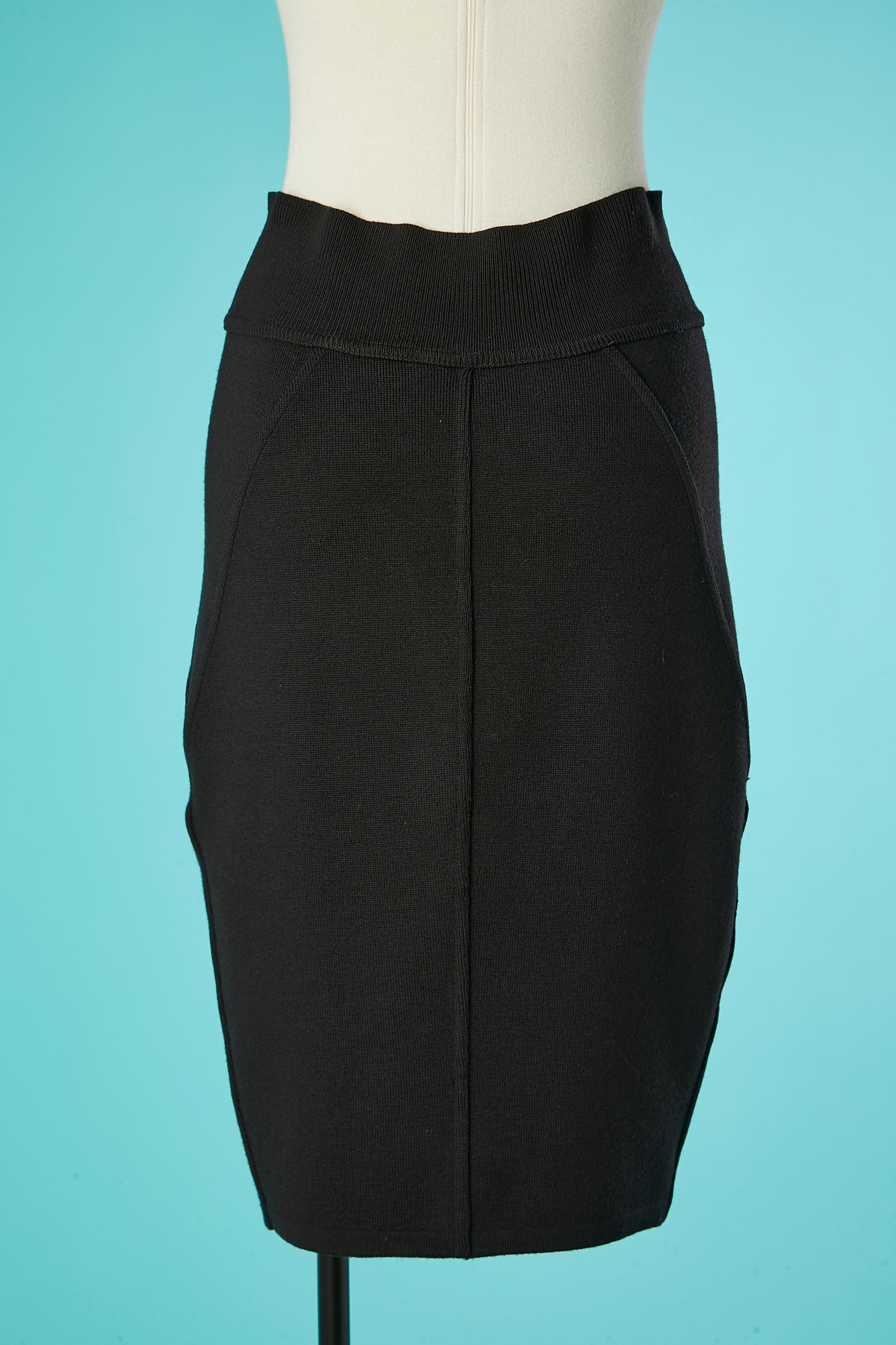 Women's Black knit pencil skirt with cut-work Alaïa  For Sale