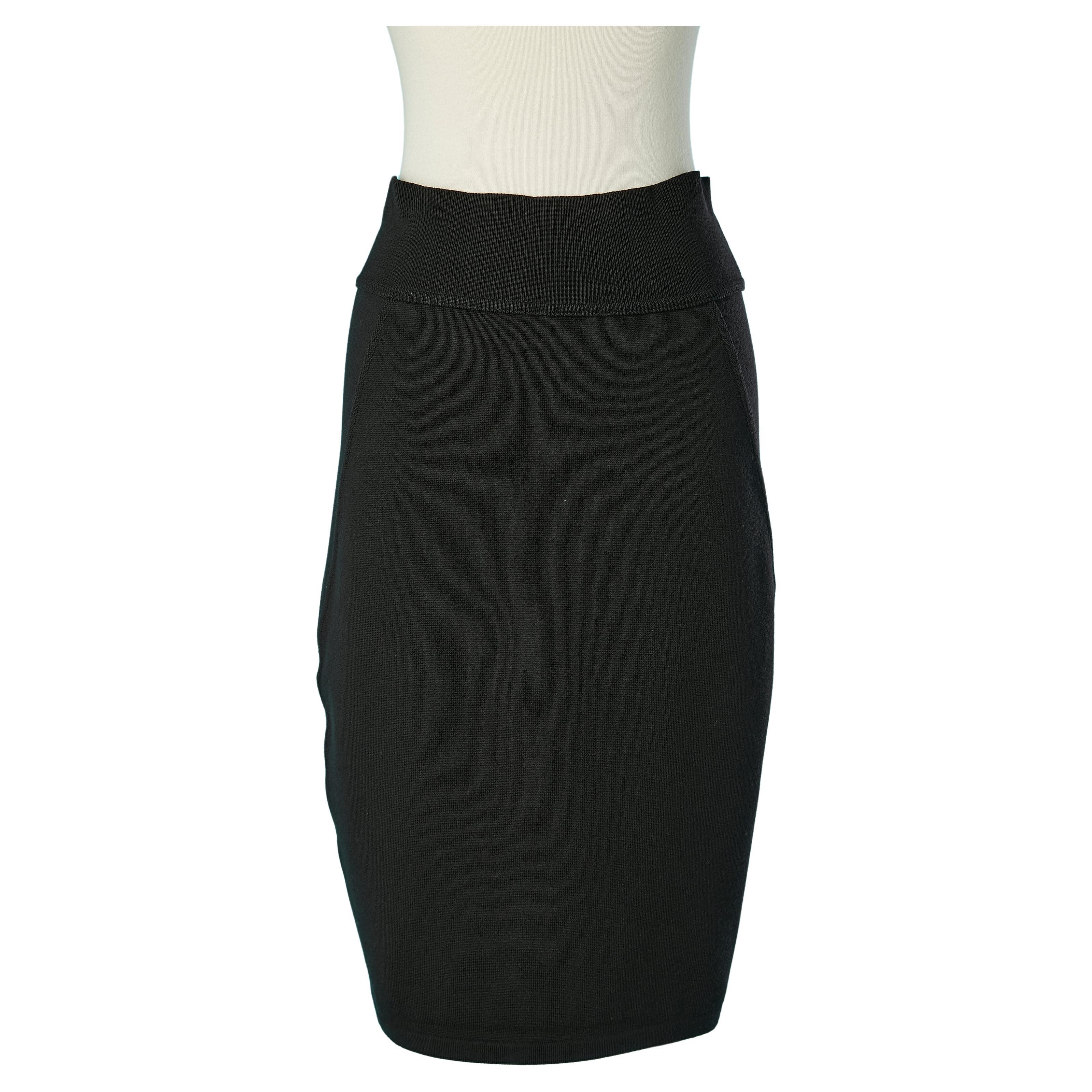 Black knit pencil skirt with cut-work Alaïa  For Sale