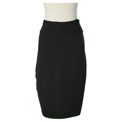 Black knit pencil skirt with cut-work Alaïa 