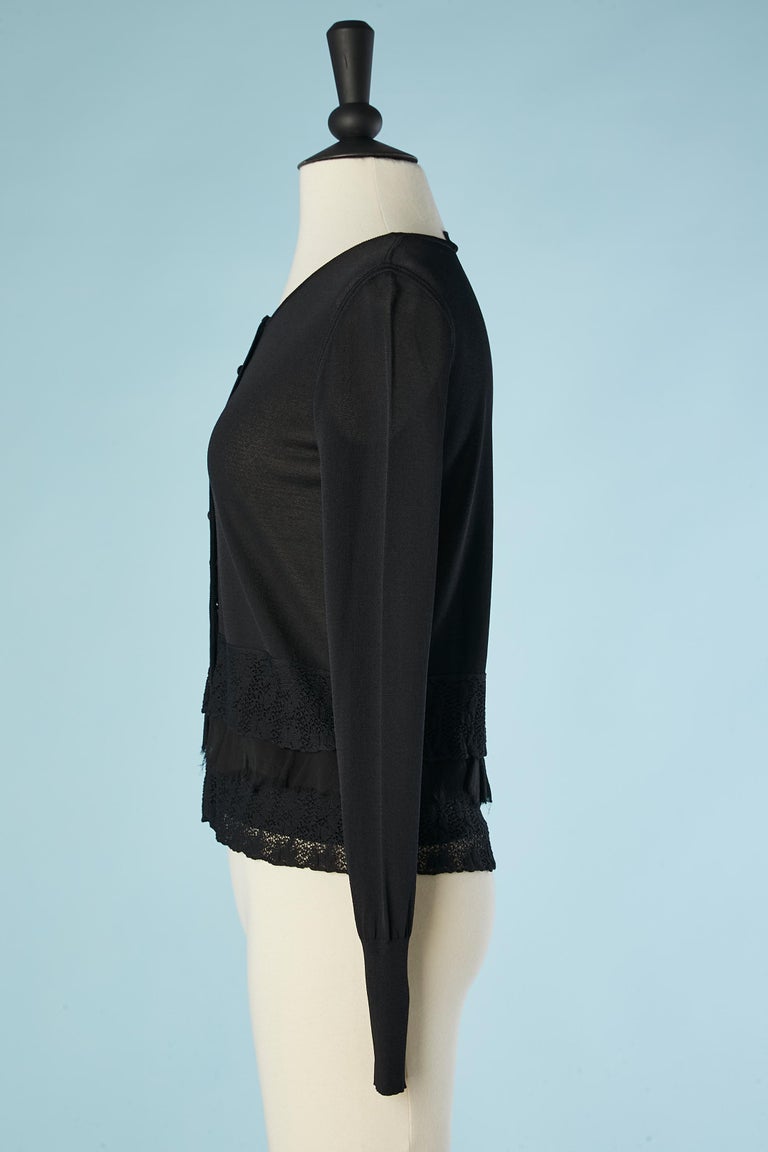 Rayon Cardigan Black knit rayon cardigan with lace rayon ruffles and chiffon ruffles ...