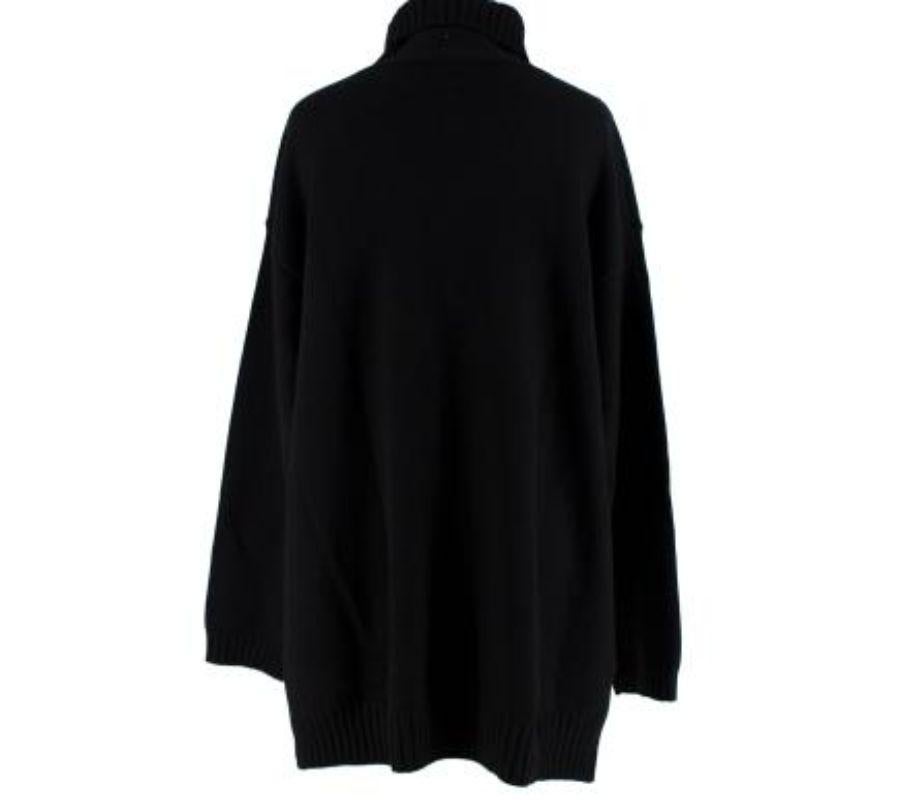 Black Knit Roll Neck High Low Jumper In Excellent Condition For Sale In London, GB