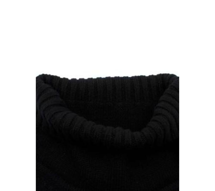 Black Knit Roll Neck High Low Jumper For Sale 2