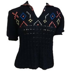 Black Knit Sweater Top, 1930s