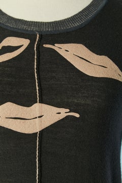 Black knit sweater with " mouth" appliqué Sonia Rykiel