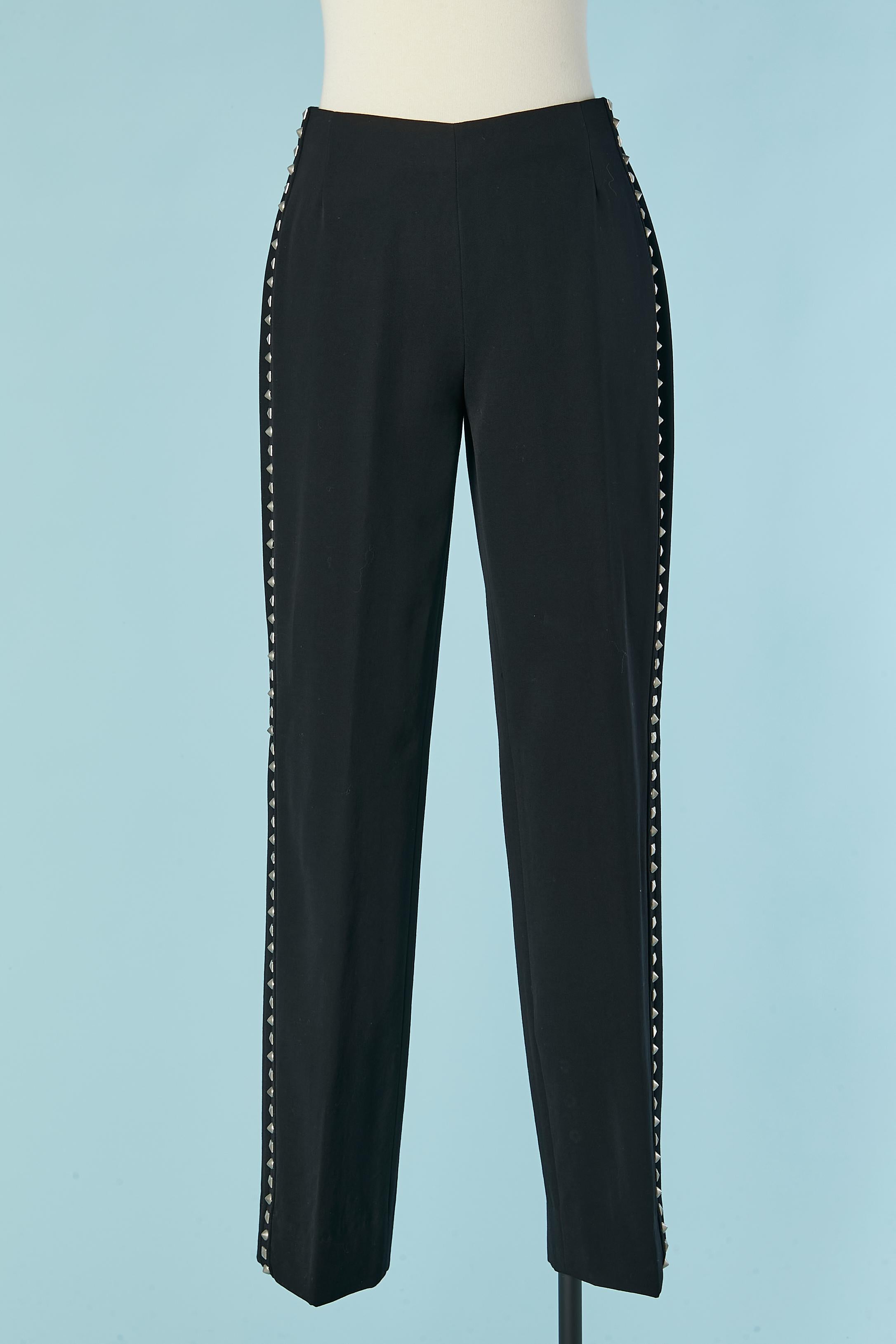 Women's Black knit tank-top and trouser with studs embellishment Gianni Versace Couture For Sale