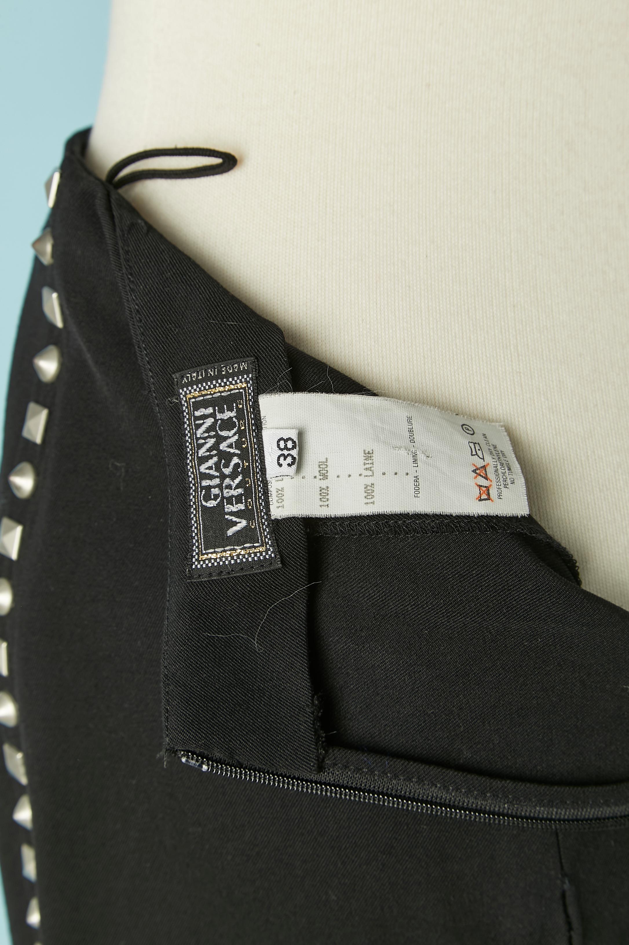 Black knit tank-top and trouser with studs embellishment Gianni Versace Couture For Sale 3